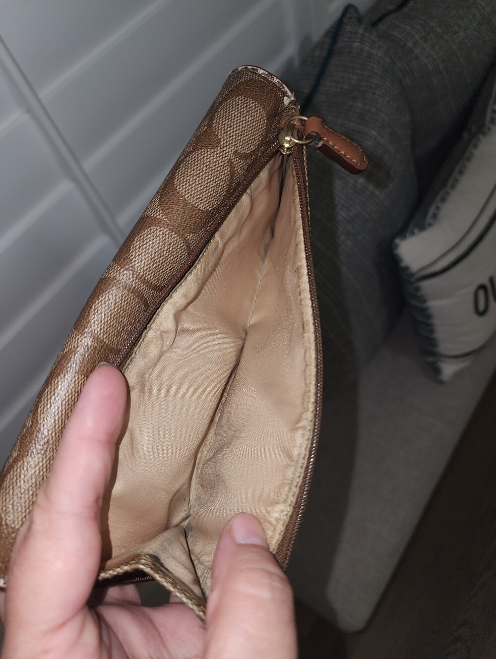 Coach Signature Brown Fold-Over Wallet - Picture 12 of 13